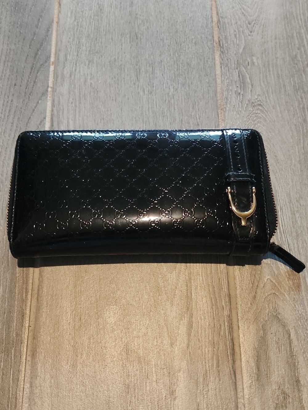 Gucci Nice Microguccissima Black Patent Long Wallet